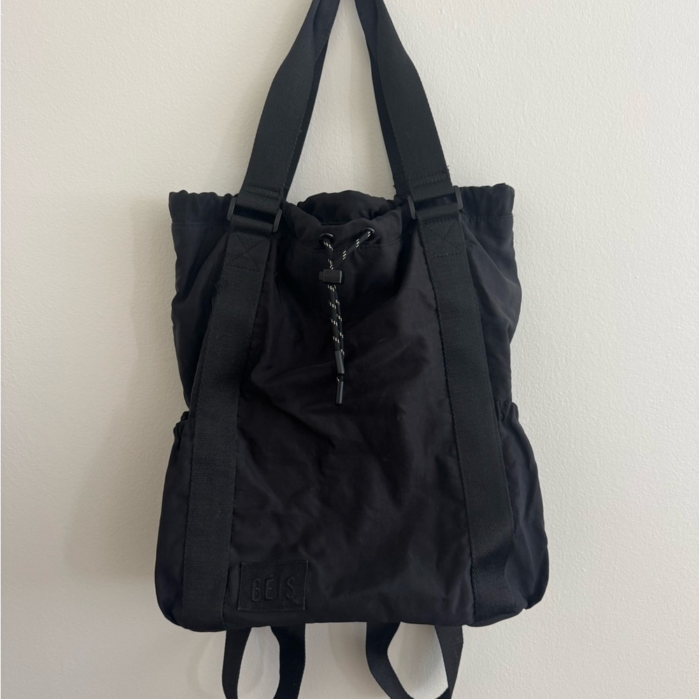 BEIS Black Convertible Travel Tote Backpack